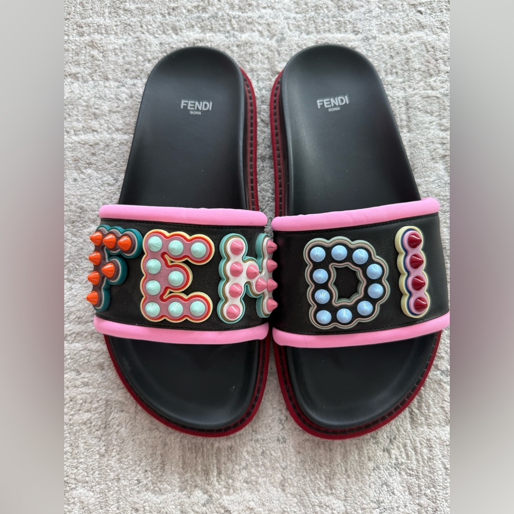 Fendi Multi-Color Slide Sandals
